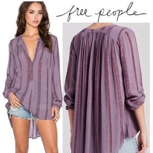 Free People Shibori Magic Mountain Mist Purple Tunic Top Womens Size Large